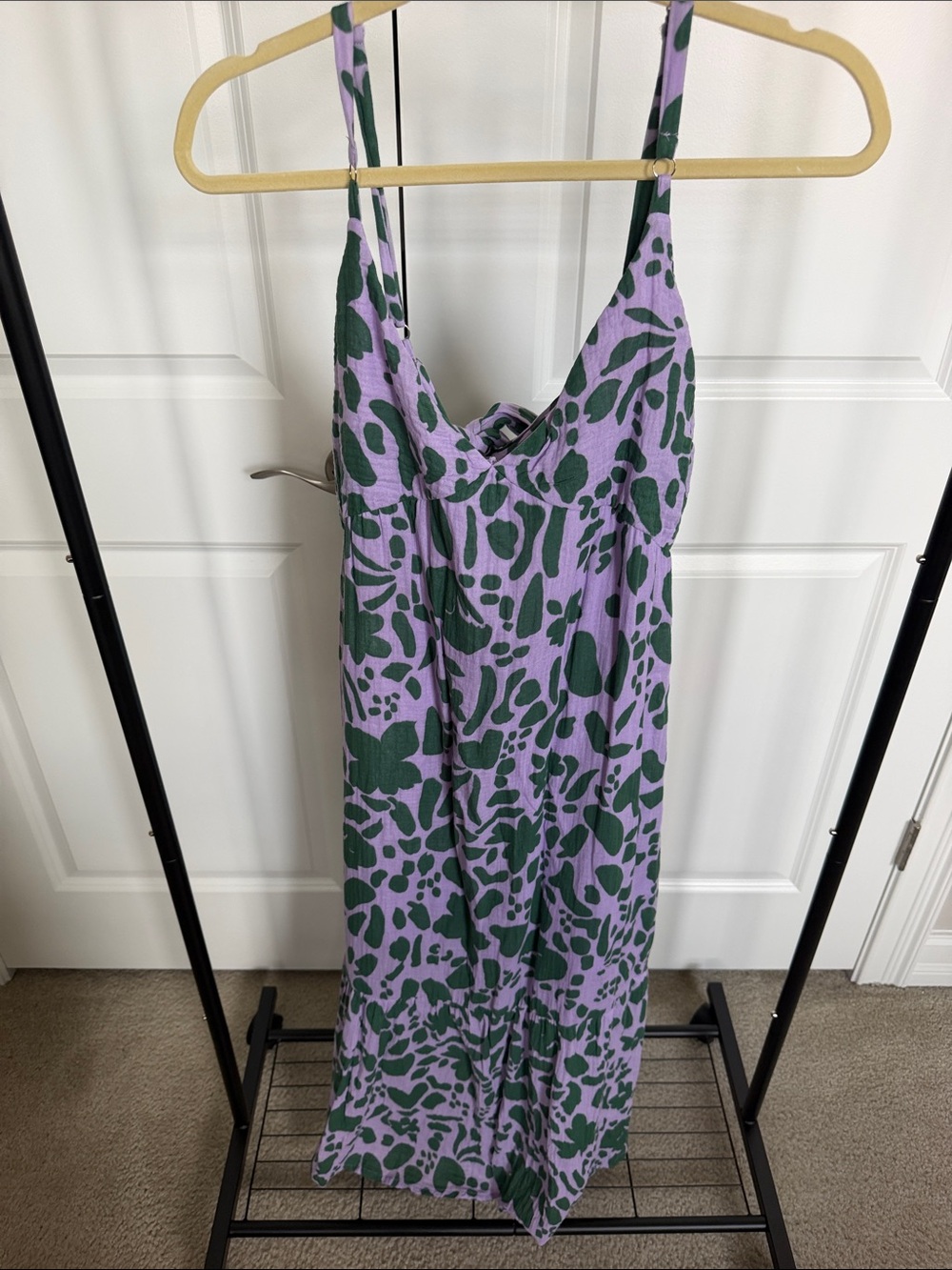 Gibson Look Lavender & Forest Green Printed Maxi Dress size M